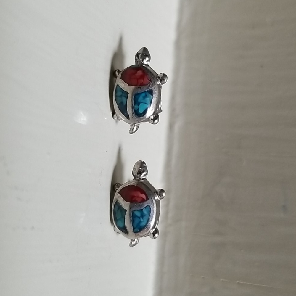 MEXICO Turquoise 925Sterling Silver Aztec earrings